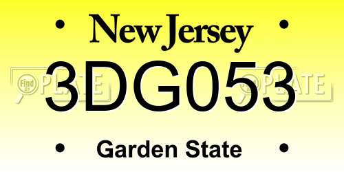 3DG053 New Jersey License Plate
