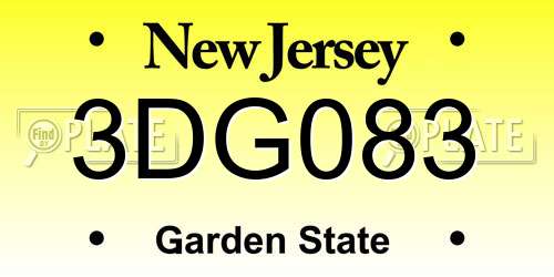 3DG083 New Jersey License Plate