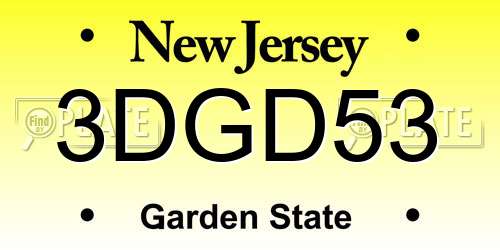 3DGD53 New Jersey License Plate