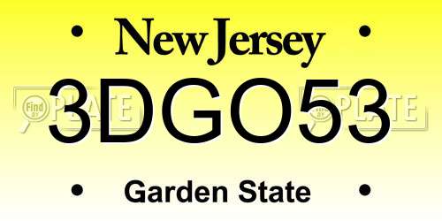 3DGO53 New Jersey License Plate