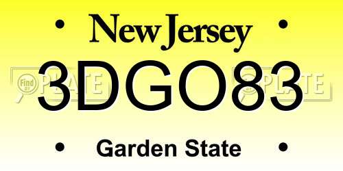 3DGO83 New Jersey License Plate