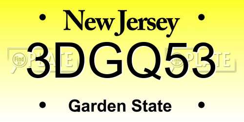 3DGQ53 New Jersey License Plate