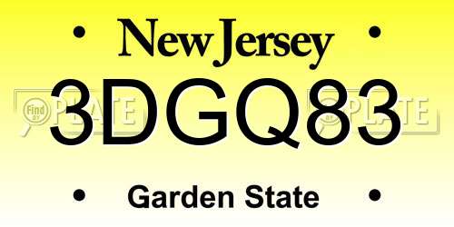3DGQ83 New Jersey License Plate