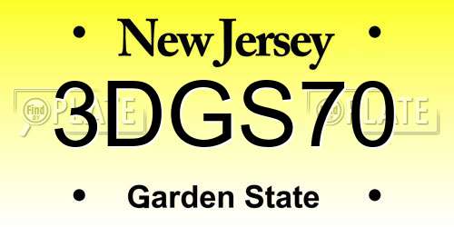 3DGS70 New Jersey License Plate
