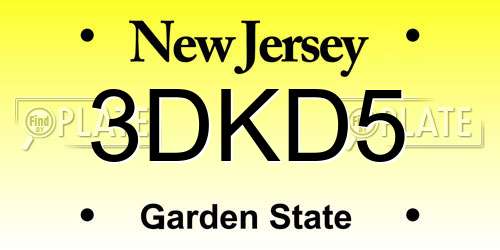3DKD5 New Jersey License Plate