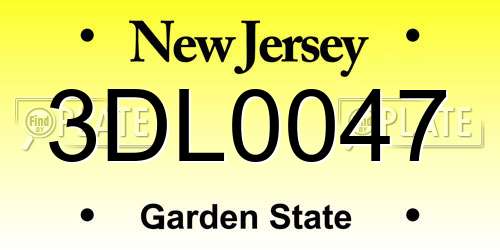 3DL0047 New Jersey License Plate