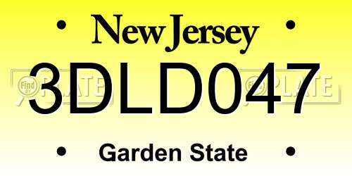 3DLD047 New Jersey License Plate