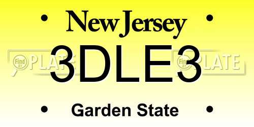3DLE3 New Jersey License Plate
