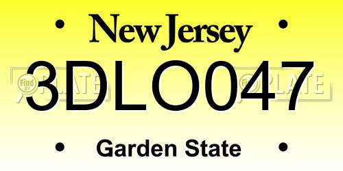 3DLO047 New Jersey License Plate