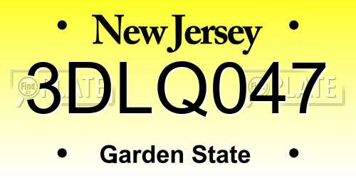 3DLQ047 New Jersey License Plate