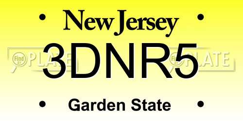 3DNR5 New Jersey License Plate
