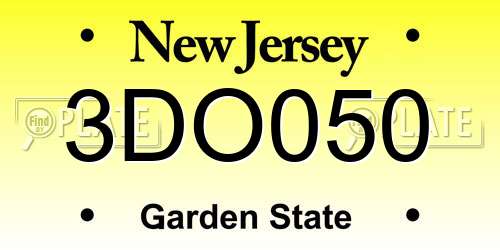 3DO050 New Jersey License Plate