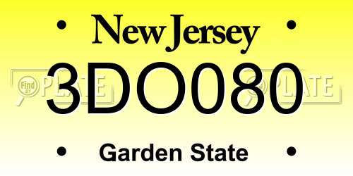 3DO080 New Jersey License Plate