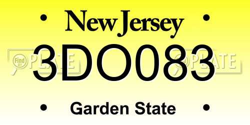 3DO083 New Jersey License Plate