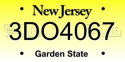 3DO4067 New Jersey License Plate