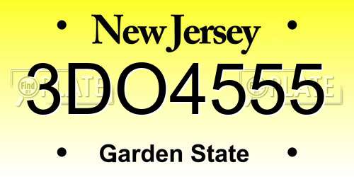 3DO4555 New Jersey License Plate
