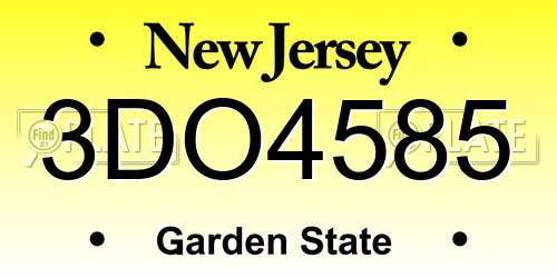 3DO4585 New Jersey License Plate