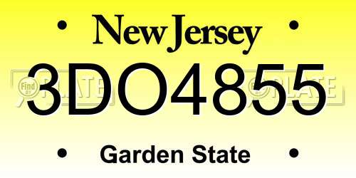 3DO4855 New Jersey License Plate