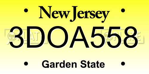 3DOA558 New Jersey License Plate