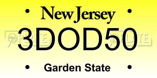 3DOD50 New Jersey License Plate