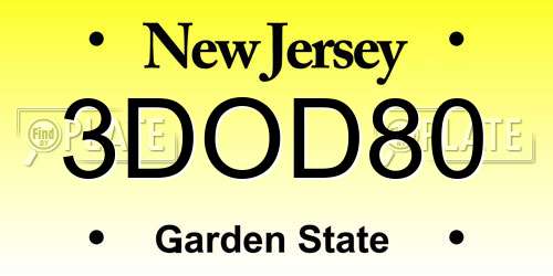 3DOD80 New Jersey License Plate