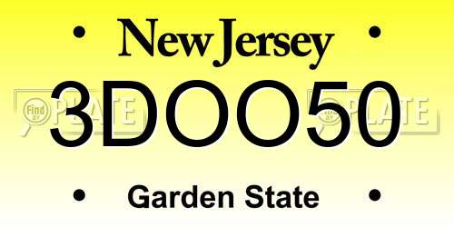 3DOO50 New Jersey License Plate