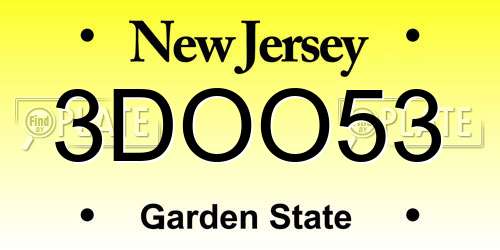 3DOO53 New Jersey License Plate