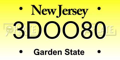 3DOO80 New Jersey License Plate