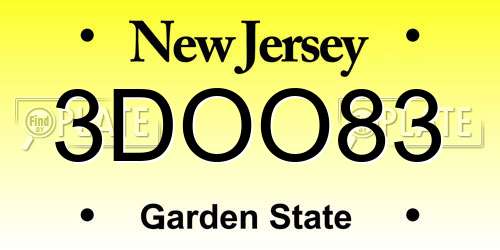 3DOO83 New Jersey License Plate