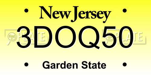 3DOQ50 New Jersey License Plate