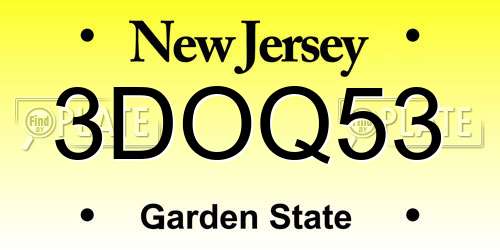 3DOQ53 New Jersey License Plate