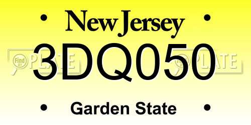 3DQ050 New Jersey License Plate