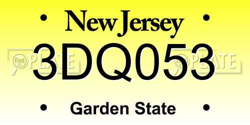 3DQ053 New Jersey License Plate