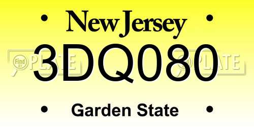 3DQ080 New Jersey License Plate