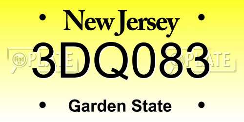 3DQ083 New Jersey License Plate
