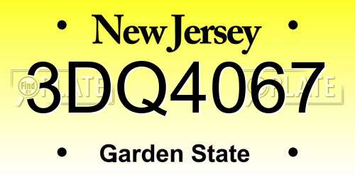 3DQ4067 New Jersey License Plate