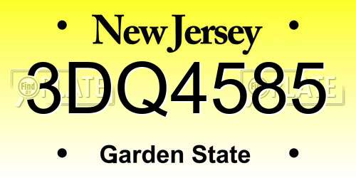3DQ4585 New Jersey License Plate