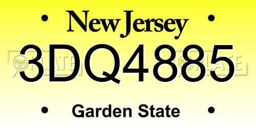 3DQ4885 New Jersey License Plate