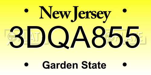 3DQA855 New Jersey License Plate