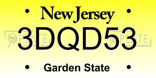 3DQD53 New Jersey License Plate