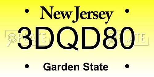 3DQD80 New Jersey License Plate
