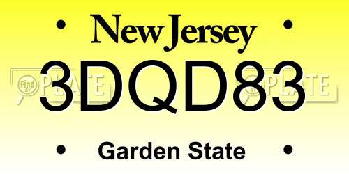 3DQD83 New Jersey License Plate