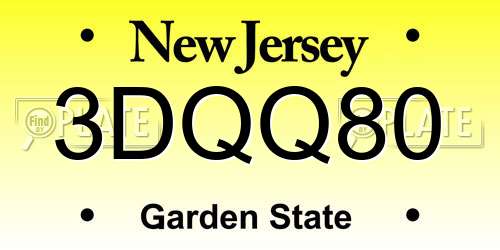 3DQQ80 New Jersey License Plate