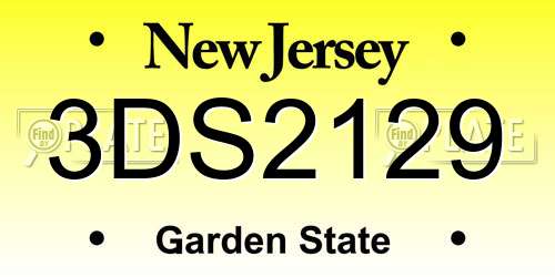 3DS2129 New Jersey License Plate