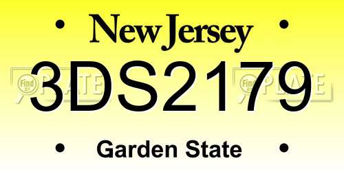 3DS2179 New Jersey License Plate