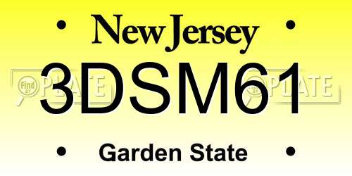 3DSM61 New Jersey License Plate