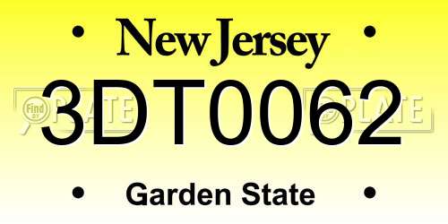 3DT0062 New Jersey License Plate