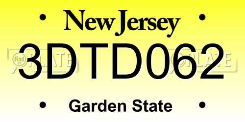 3DTD062 New Jersey License Plate