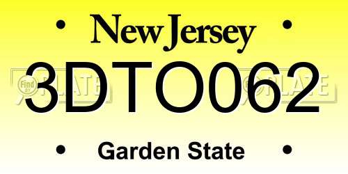 3DTO062 New Jersey License Plate