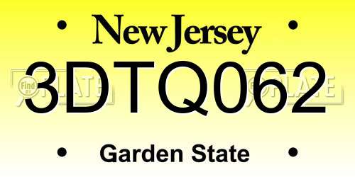 3DTQ062 New Jersey License Plate